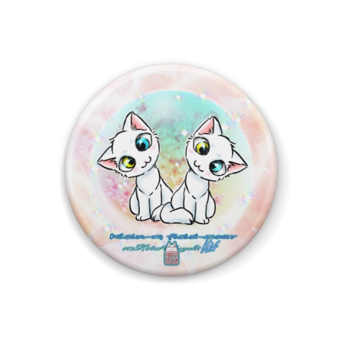 缶バッチ直径32mm-飴玉と双仔猫