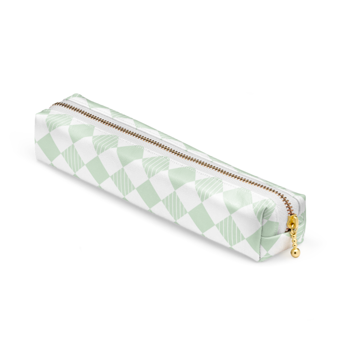 ペンケース - 20 x 4 x 4cm - ホワイト_浅緑