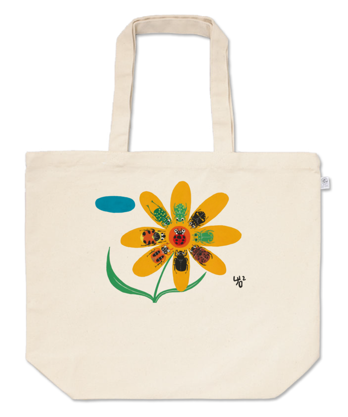 トートバッグ - L - プリント面積中ハナムグリたちとテントウムシの