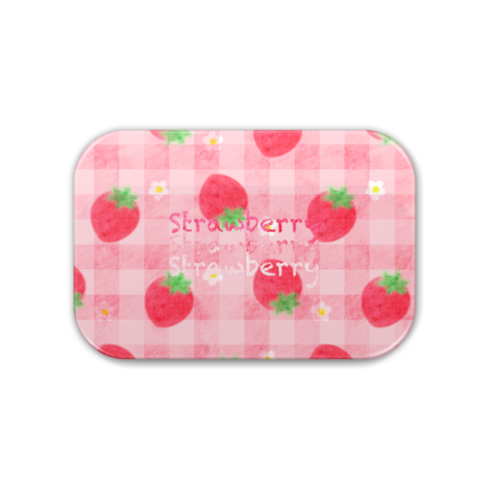 ギンガムチェックいちご缶バッジ ゆずお Booth