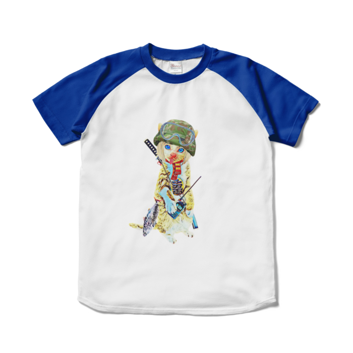 ラグランTシャツ - S - ホワイト×ロイヤルブルー