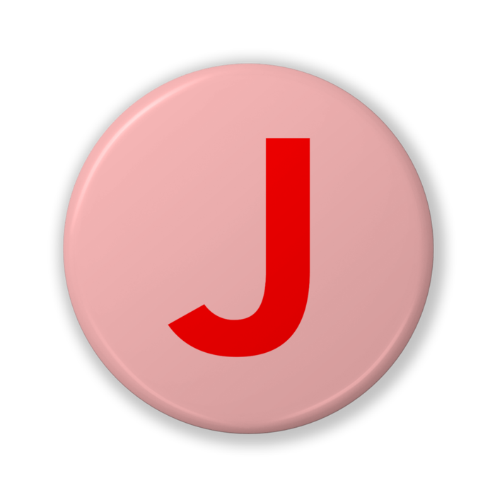 【J(ジェイ)】〈レッド〉缶バッジ- 32mm