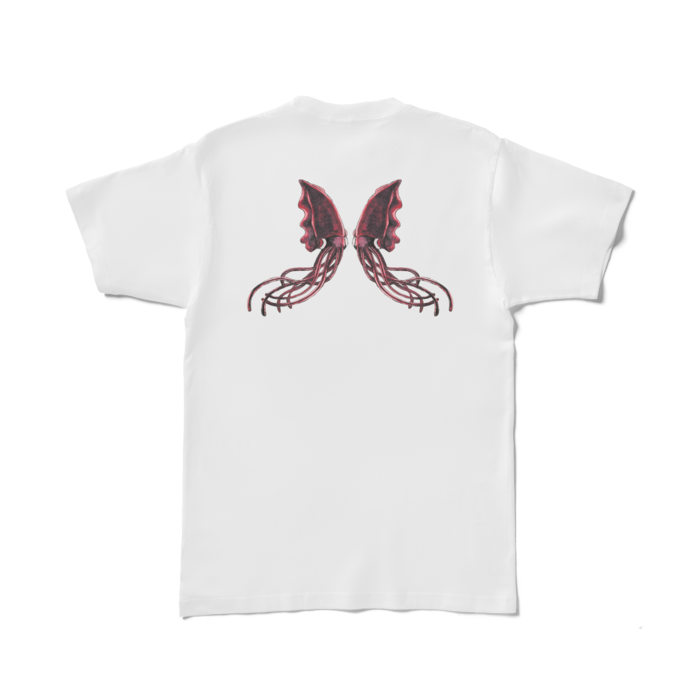 Tシャツ - L - 白　黒烏賊