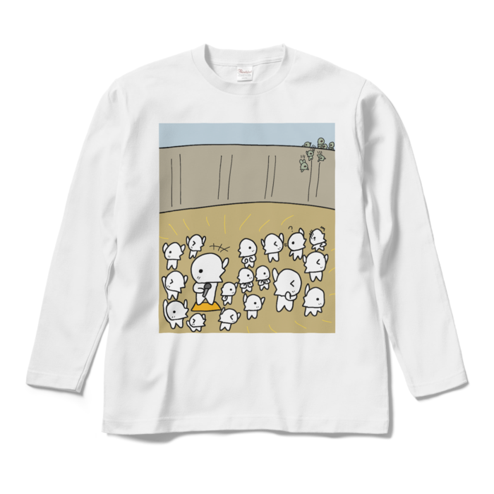 ロングスリーブTシャツ - M - ホワイト(ワールドウォーのゾンビ襲撃シーン)