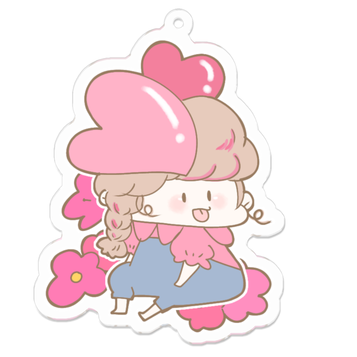濃桃色アクリルキーホルダー - 70 x 70 (mm)