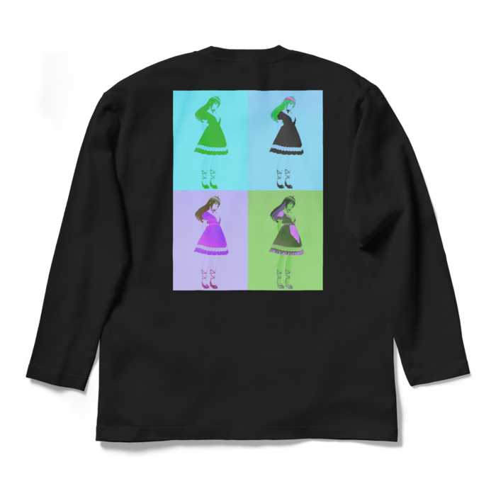 黒ロングスリーブTシャツ - L - (青模様)