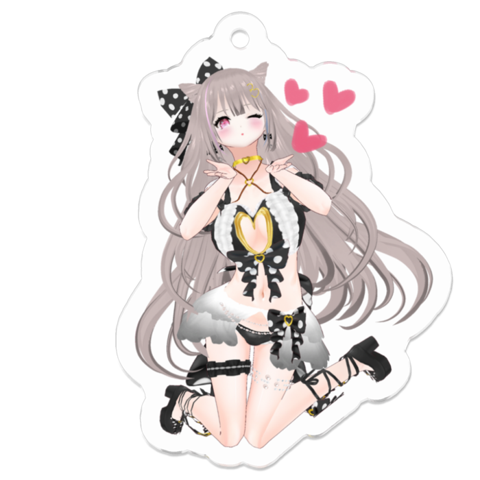 ウィンク♡Black ver.キーホルダー(通常版)(Wink♡Black ver.keychain standard)- 50 x 50 (mm)