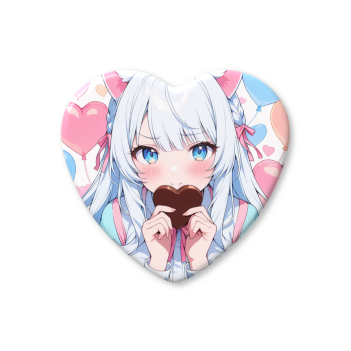 ハート缶バッジ - 57 × 52.5mm