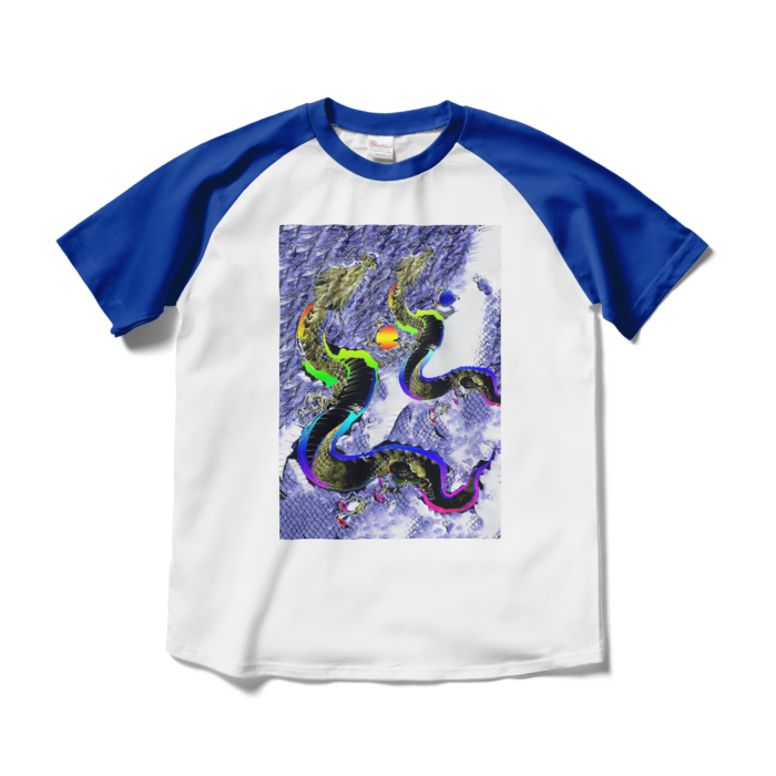 ラグランTシャツ - M - ホワイト×ロイヤルブルー