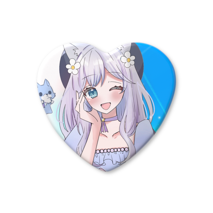 ハート缶バッジ - 57 × 52.5mm