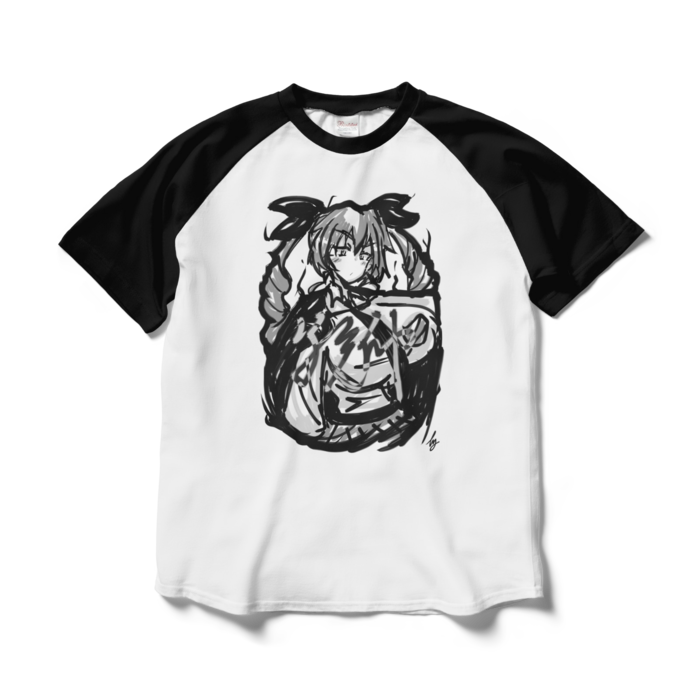 ラグランTシャツ - L - ホワイト×ブラック