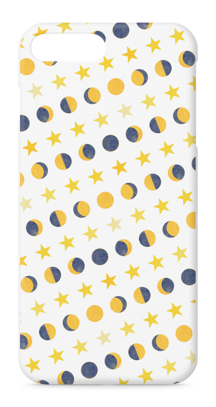 iPhoneケース・月と星・白:iPhone 8 Plus / 7 Plus - 正面印刷のみ