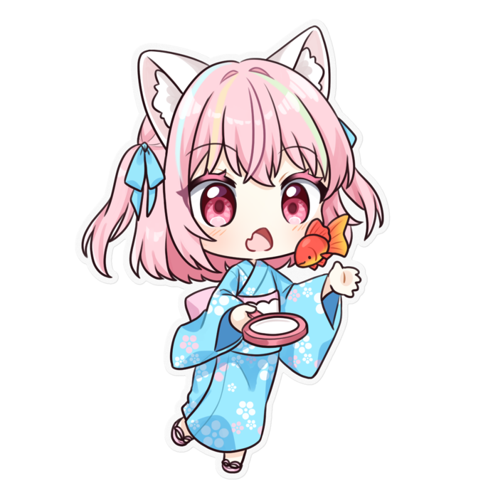 桃ねねこ_160 x 160(mm)ステッカー【2025年2月事務所イベント】