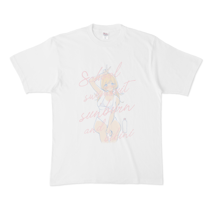 Tシャツ - XL - 白【ピンク】