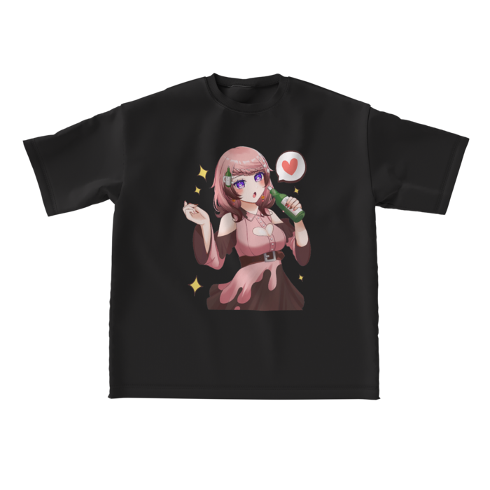 ブラック　酔いどれTシャツ - L - 