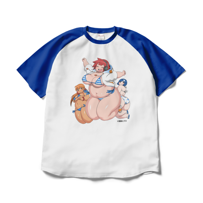 ラグランTシャツ - XL - ホワイト×ロイヤルブルー