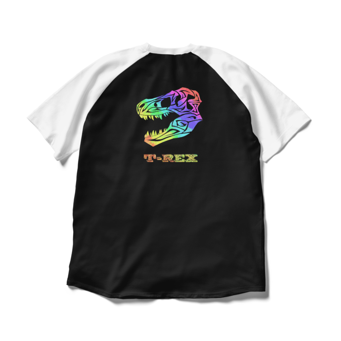 ラグランTシャツ - XL - ブラック×ホワイト