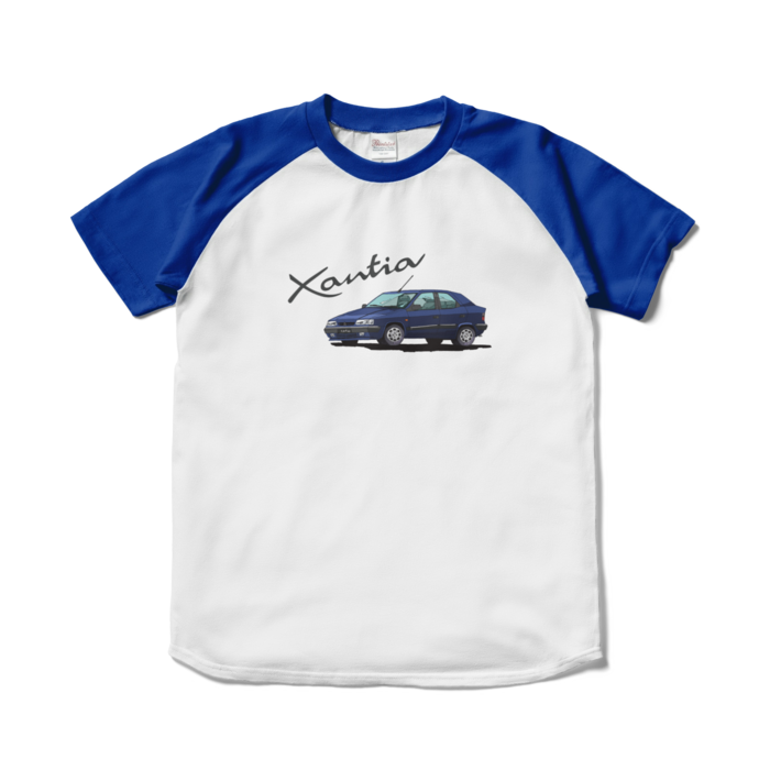 ラグランTシャツ - S - ホワイト×ロイヤルブルー