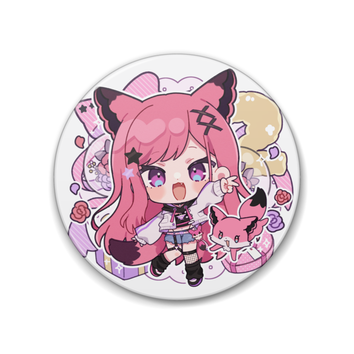 SD真朱ぐれこ缶バッジ3(きつね耳ありVer) - 88mm