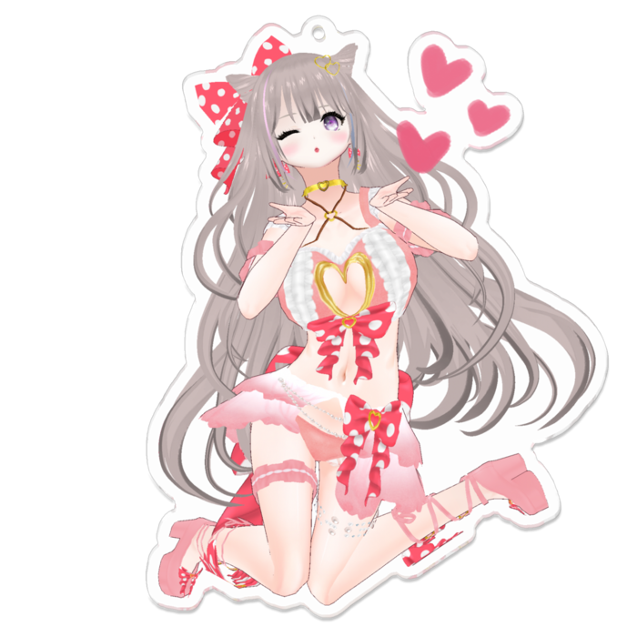 ウィンク♡Pink ver.キーホルダー(裏面コーティング)(Wink♡Pink ver.keychain back side coated)- 100 x 100 (mm)