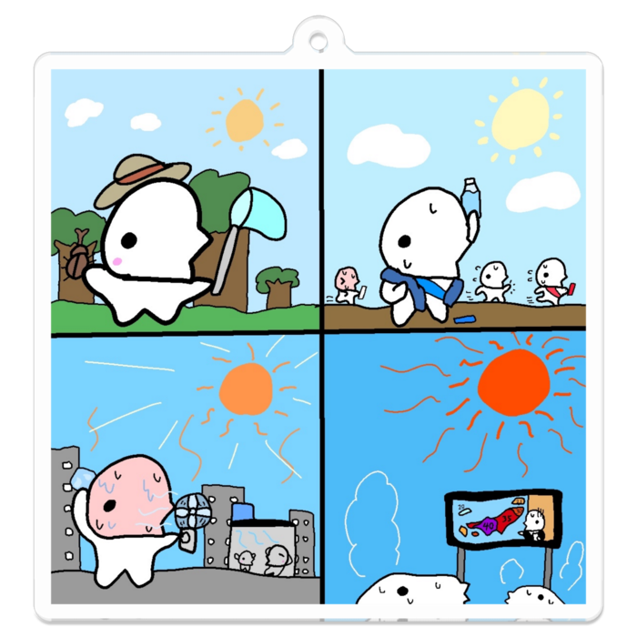 アクリルキーホルダー - 70 x 70 (mm) - あの頃の夏は何処へ…