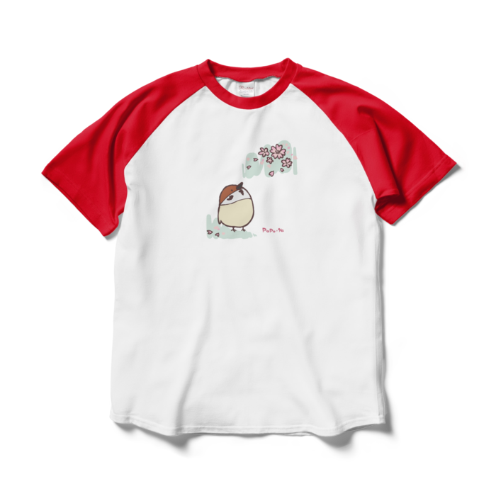 ラグランTシャツ - L - ホワイト×レッド