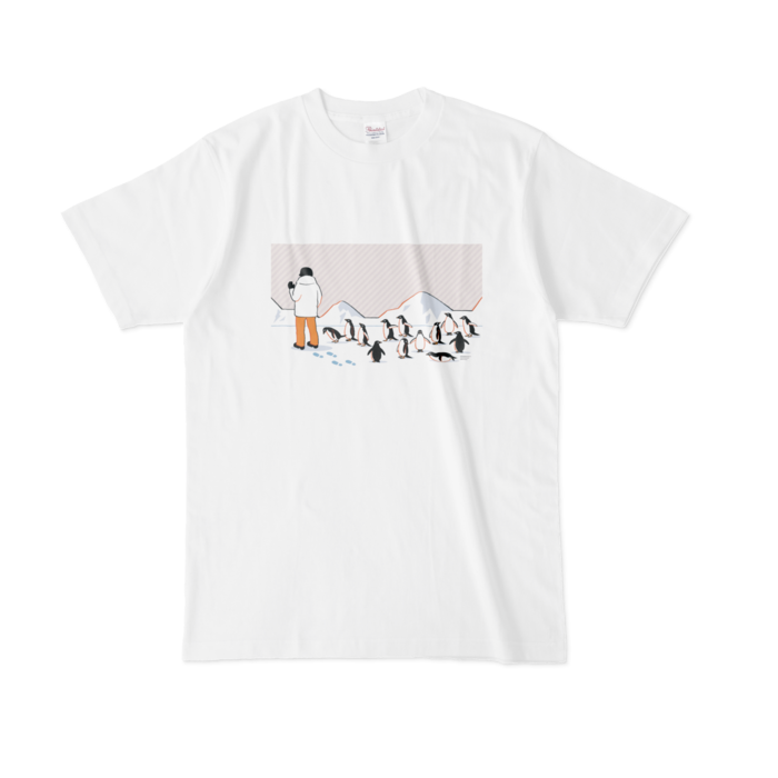 Tシャツ　灰色（グレー）×白色（ホワイト）　L