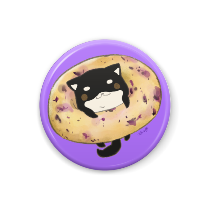 クロしばくんベーグル缶バッジ - 32mm