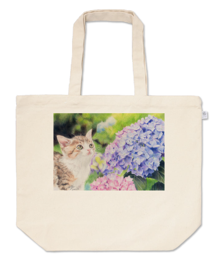 トートバッグ 猫と紫陽花 Kaminaga Booth Booth