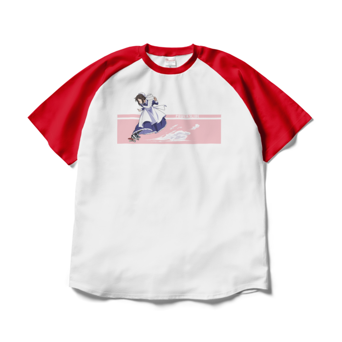 ラグランTシャツ - XL - ホワイト×レッド