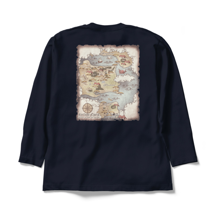 背面マップロングスリーブTシャツ - XL - ネイビー