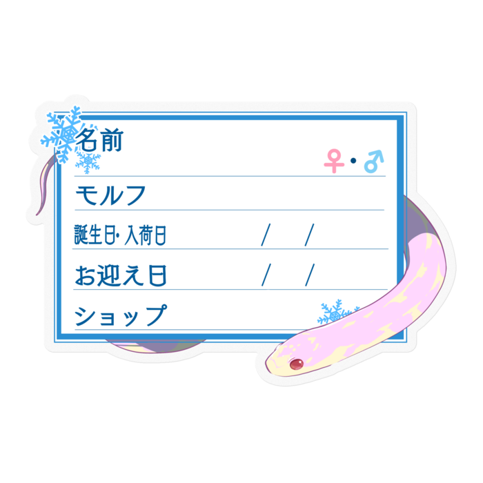 【🐍お名前ステッカー】カリキン(アルビノアベラント) ‐雪