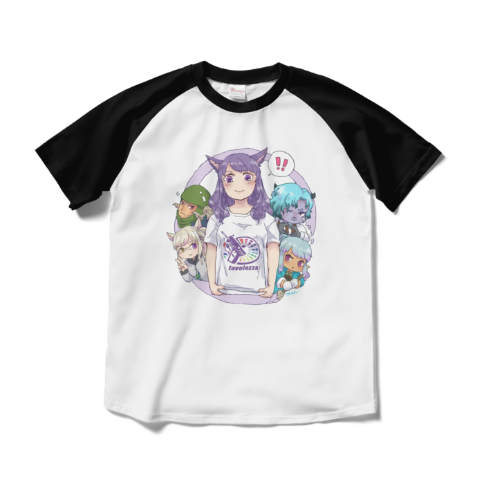 ラグランTシャツ - M - ホワイト×ブラック