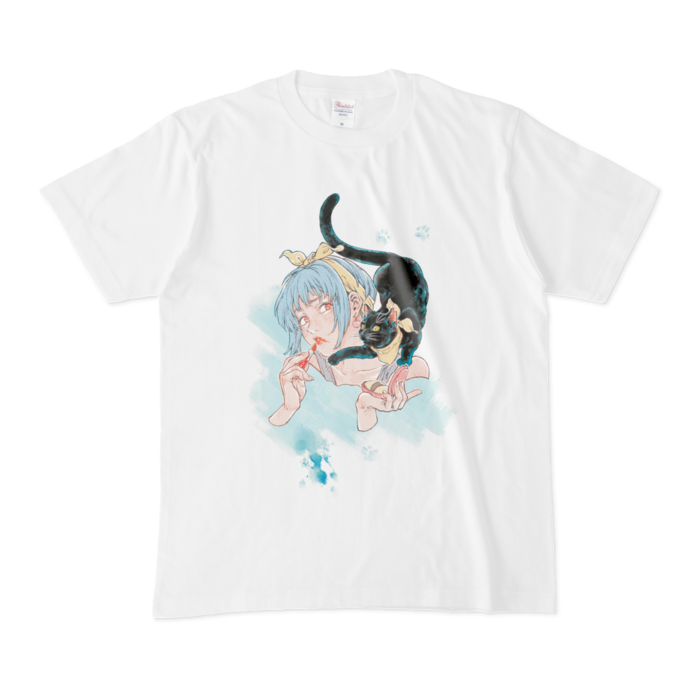 Tシャツ - M - 白(水色)