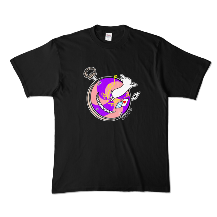 不思議の国のウサギ Tシャツ - XL - ブラック