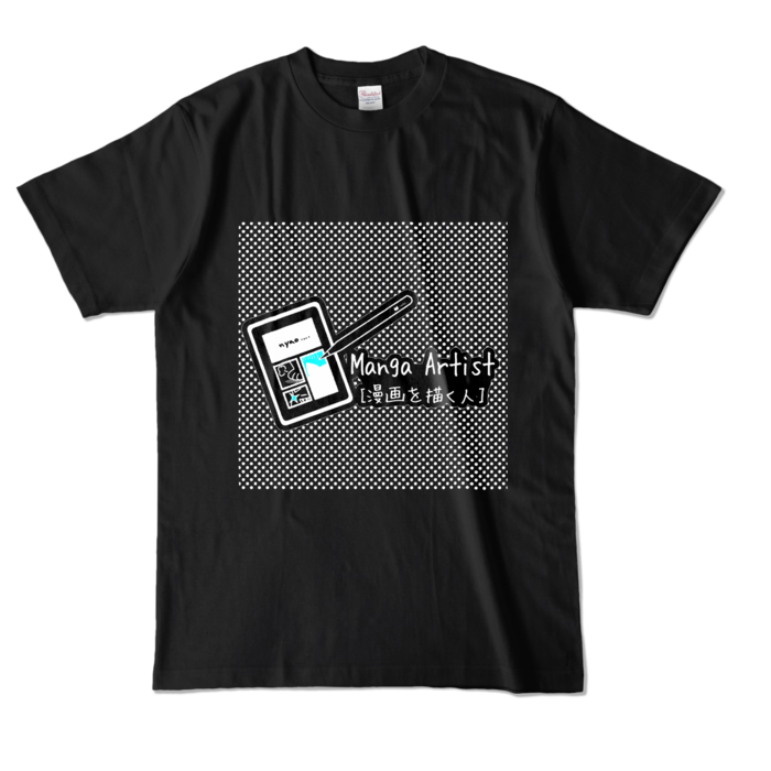 カラーTシャツ - L - ブラック (ポイントカラー：ブルー)