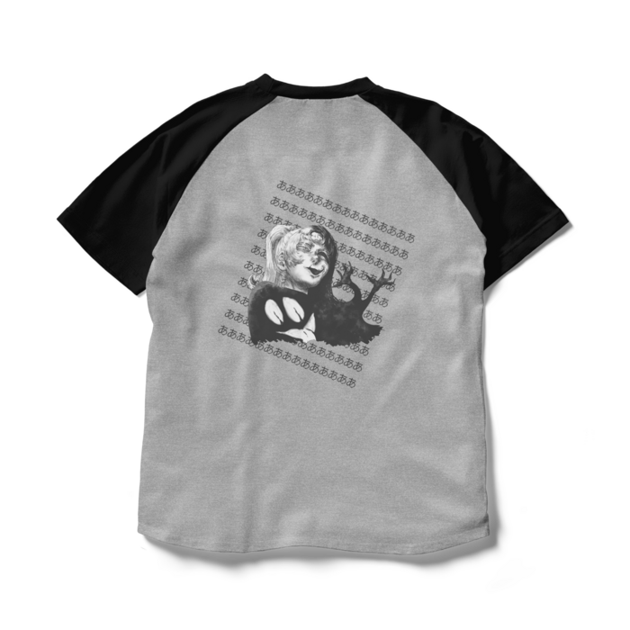 ラグランTシャツ - L - 杢グレー×ブラック