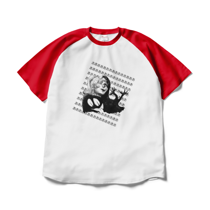 ラグランTシャツ - XL - ホワイト×レッド