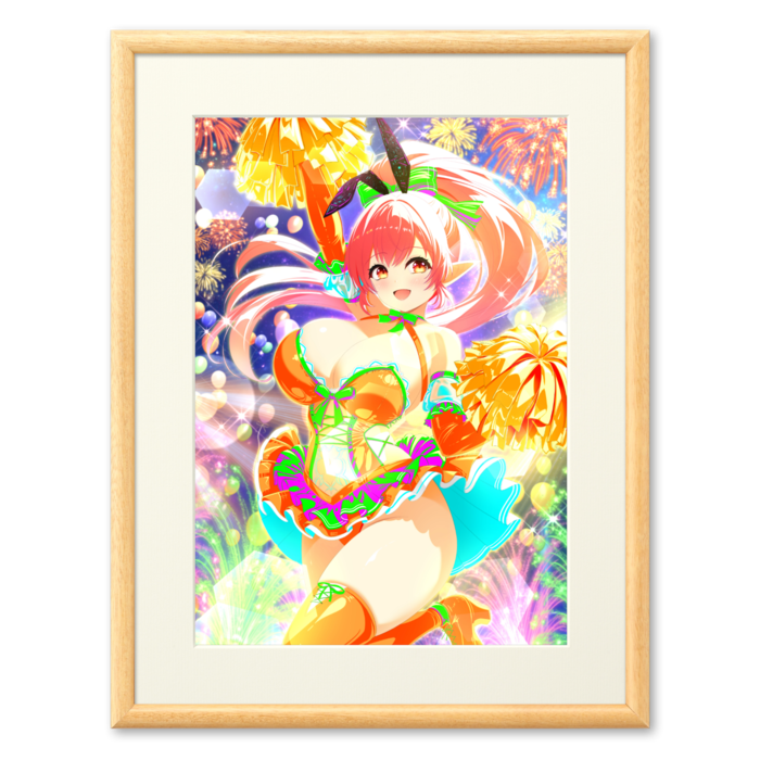 複製画(プリモアート) - A4(ピンク髪/額縁・ナチュラル)