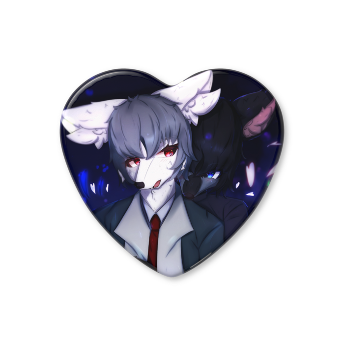 ハート缶バッジ - 57 × 52.5mm