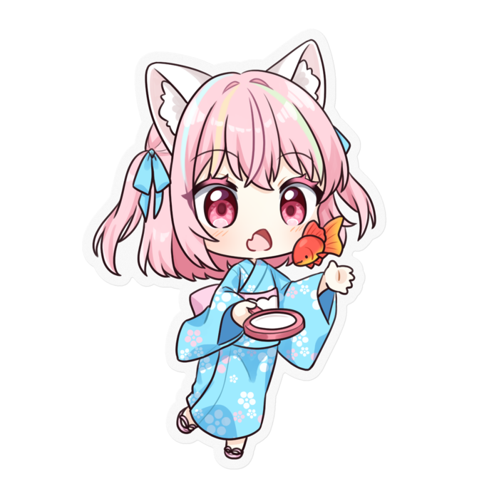 桃ねねこ_100 x 100 (mm)ステッカー【2025年2月事務所イベント】
