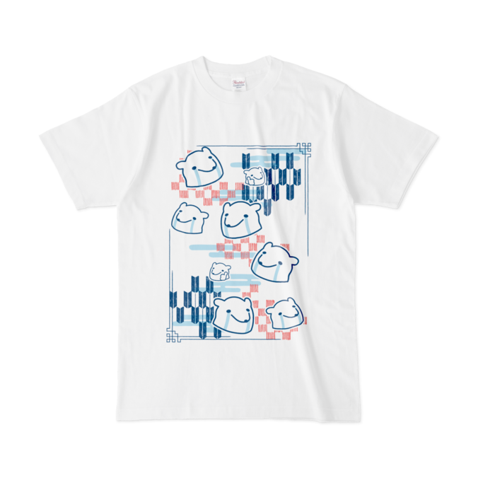 和柄くまぷTシャツ - L - 白
