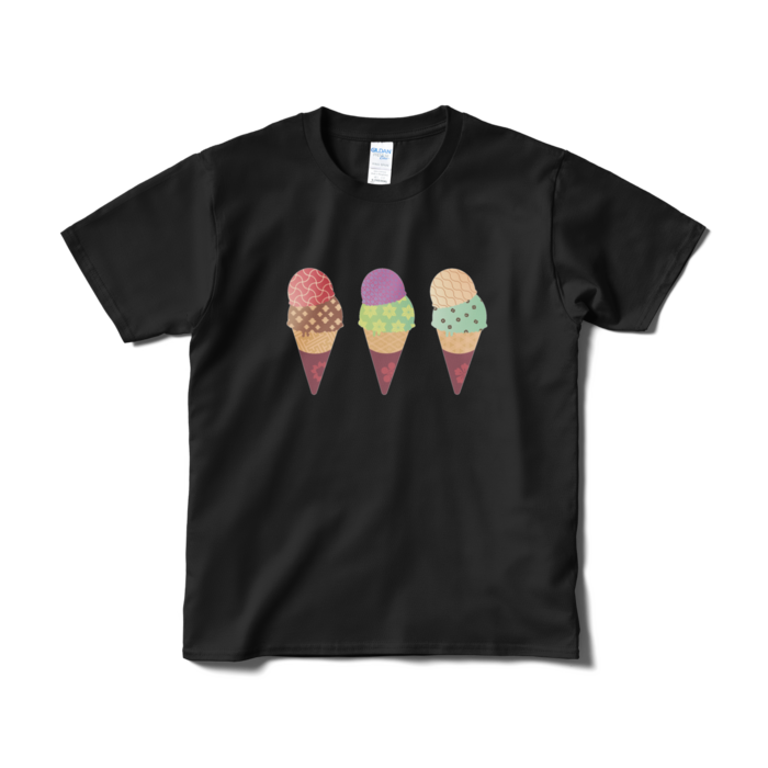 和柄アイスTシャツ（短納期） - S - ブラック