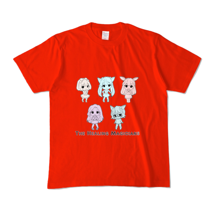 カラーTシャツ - M - レッド/モノトーン柄
