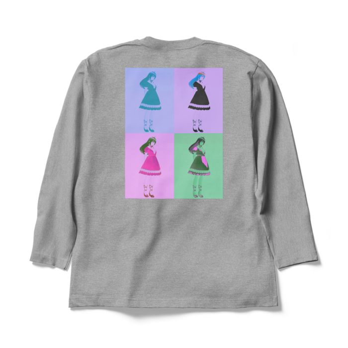 灰ロングスリーブTシャツ - XL - (紫模様)