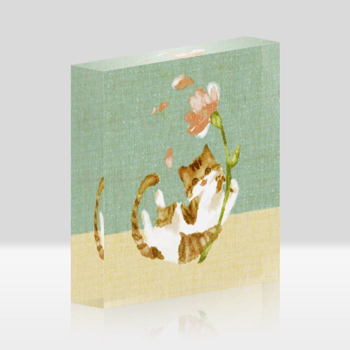アクリルブロックホワイト水 - 100x100mm