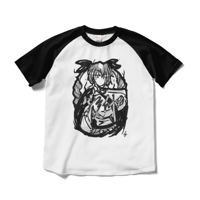 ラグランTシャツ - M - ホワイト×ブラック