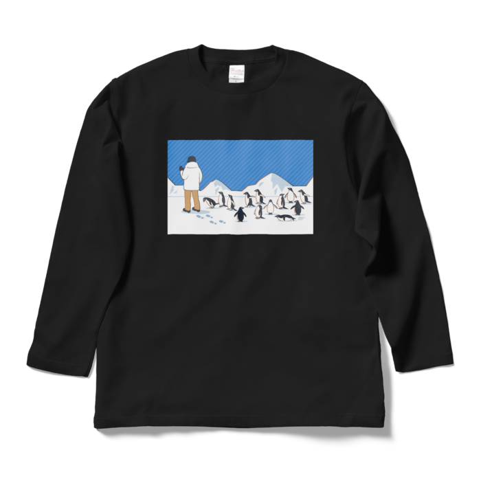 ロングスリーブTシャツ　青色×黒色　L