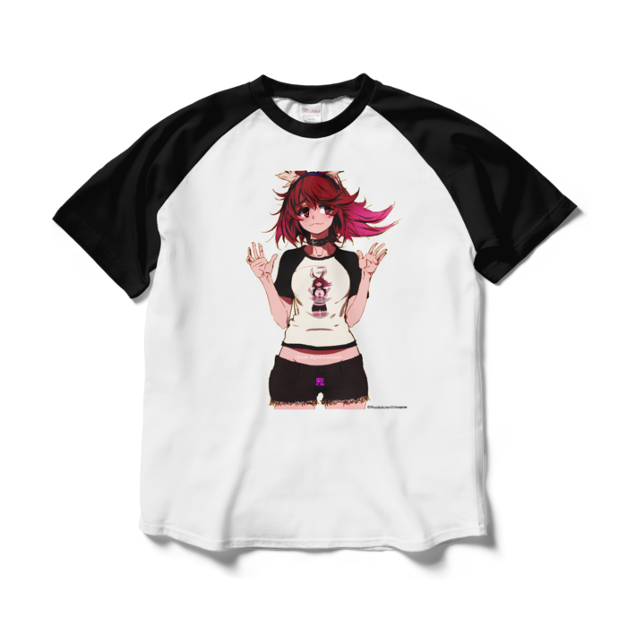 メタキヌ仔ラグランTシャツ - L - ホワイト×ブラック