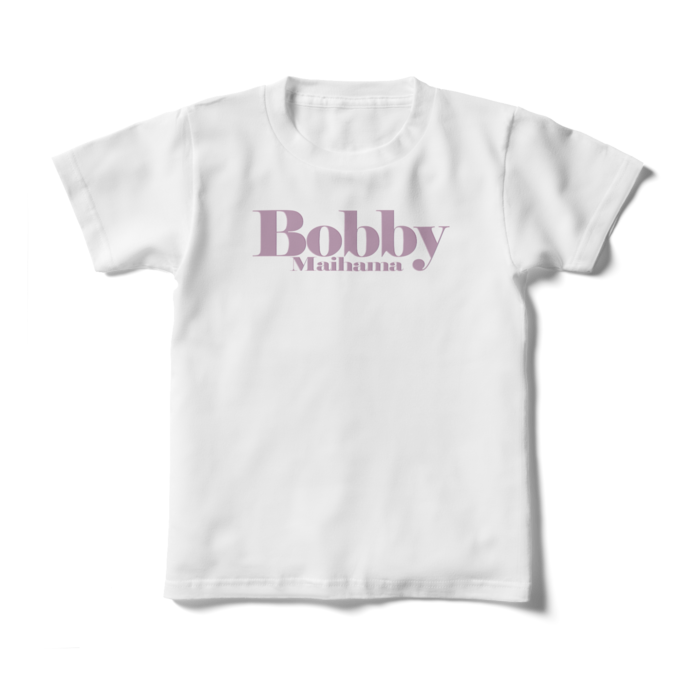 BobbyのキッズTシャツ（ホワイト / ロゴ:ライトパープル） - 130cm